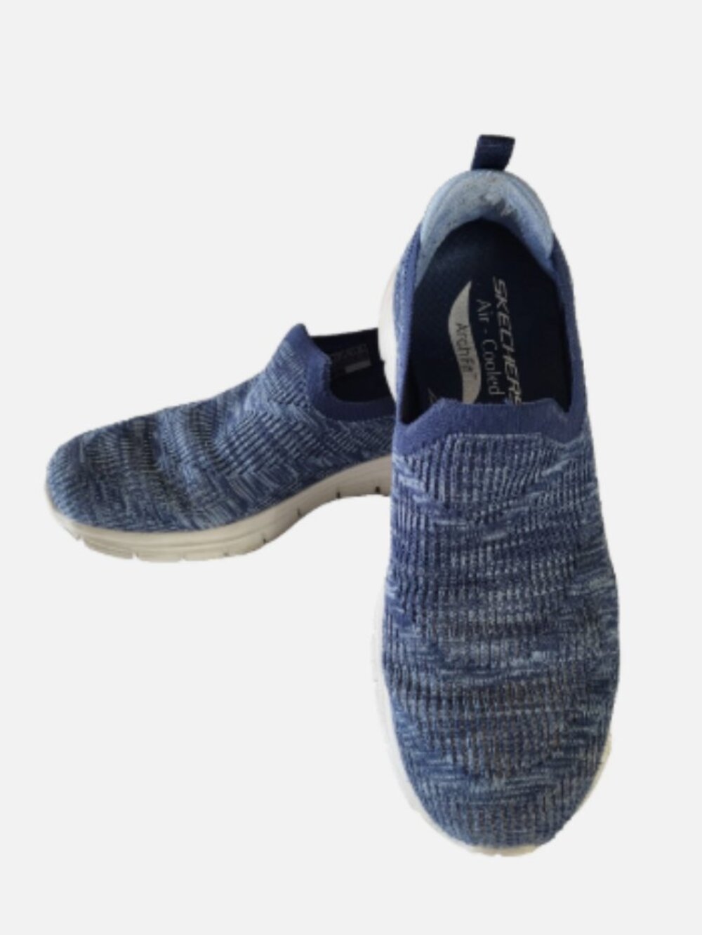 SKECHERS Arch Fit Slip-On Low Top Size 7 Blue White Sneaker Arch Support